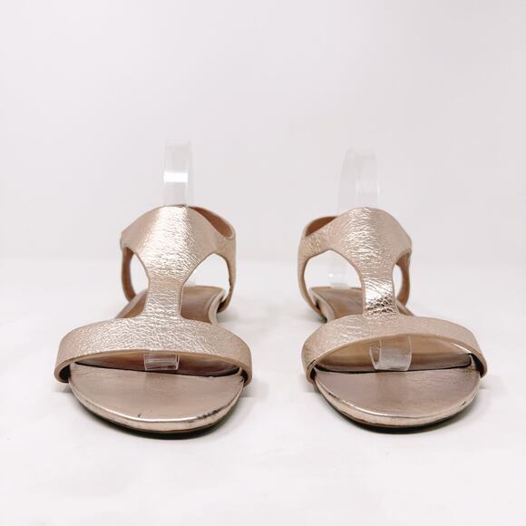 [Gentle Souls] Kenneth Cole Rose Gold Lark Slim T-Strap Open Toe Sandals Sz 9.5M - Picture 3 of 11